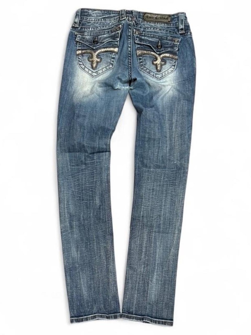 Y2K Rock Revival Flap Acid Washed Low Rise Skinny Jeans